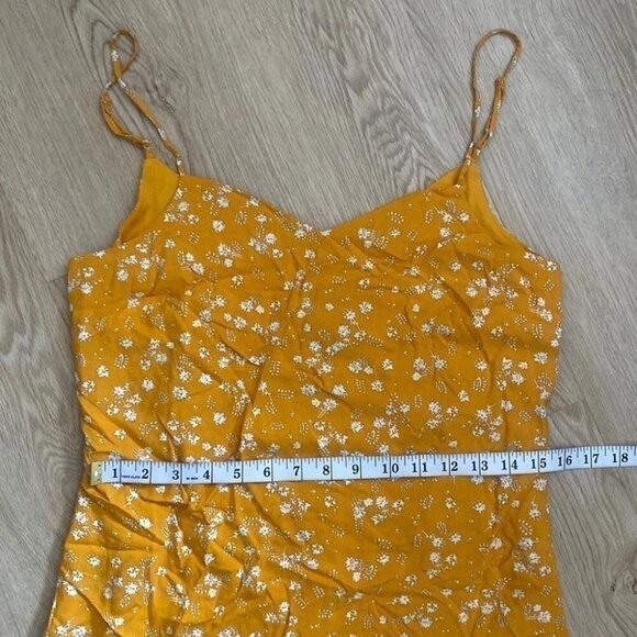 ICHI Floral Yellow Dress Sz 42 Cottagecore Spring Slip Dress - Picture 7 of 11